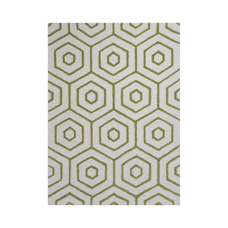 Dimensions // Concentro // Ivory + Lime (3'3"L x 5'3"W)