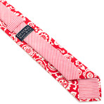 Classic Necktie // Red And White Botanical & Stripe