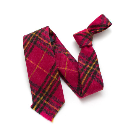 Classic Necktie // Textured Tartan Plaid + Fringe Edge Detail