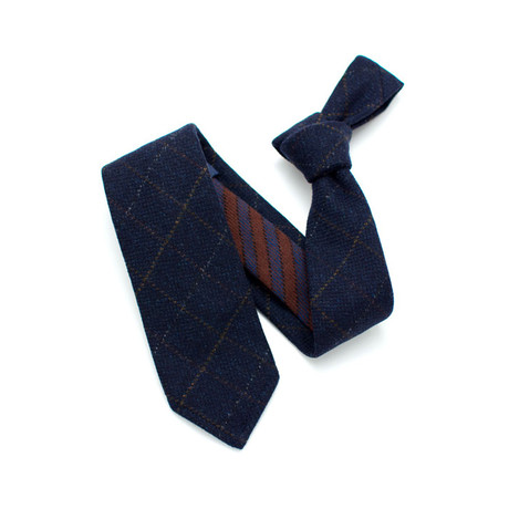 Classic Necktie // Fine Check + Bold Stripe Back