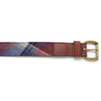 Vintage Fabric + Leather Belt // Shadow Plaid Wool & Chestnut Leather (30")