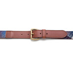 Vintage Fabric + Leather Belt // Shadow Plaid Wool & Chestnut Leather (30")