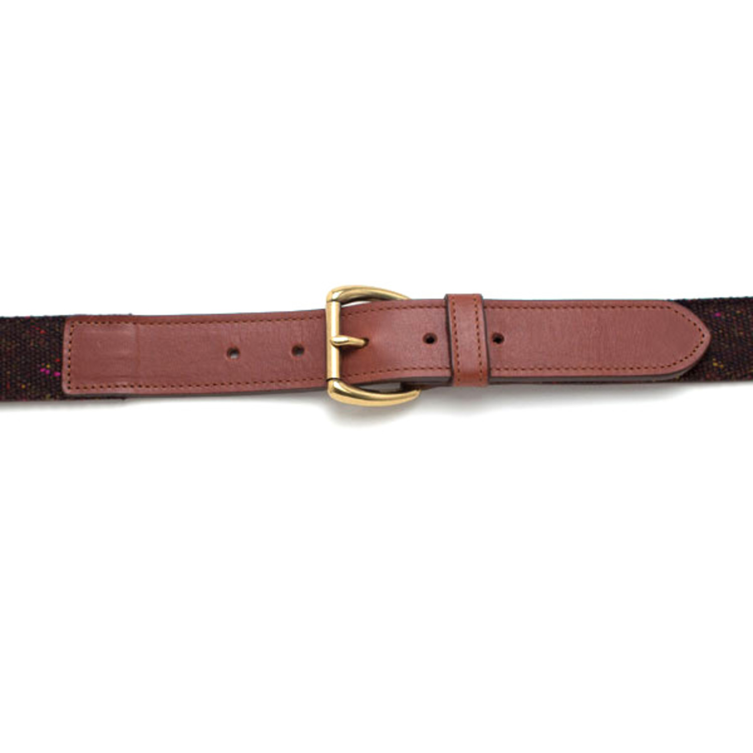 Vintage Fabric + Leather Belt // Chocolate Donegal Wool & Chestnut ...