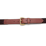 Vintage Fabric + Leather Belt // Chocolate Donegal Wool & Chestnut Leather (30")