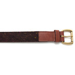 Vintage Fabric + Leather Belt // Chocolate Donegal Wool & Chestnut Leather (30")