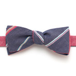 Classic Bow Tie // Indigo Rainbow Stripe & Red Chambray