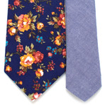 Classic Necktie // Vintage English Rose & Blue Chambray