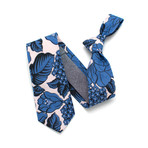 Classic Necktie // Vintage Dutch Blue Floral & Black Chambray