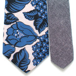 Classic Necktie // Vintage Dutch Blue Floral & Black Chambray