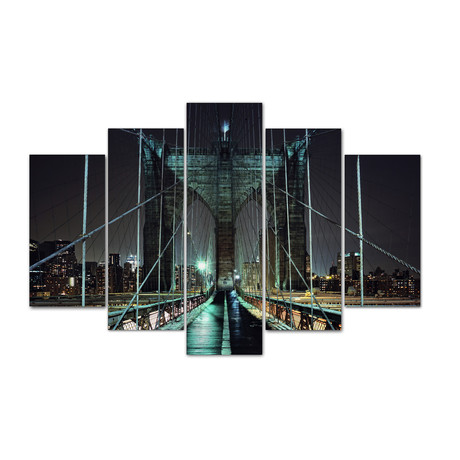 Brooklyn Bridge At Night // Pentaptych