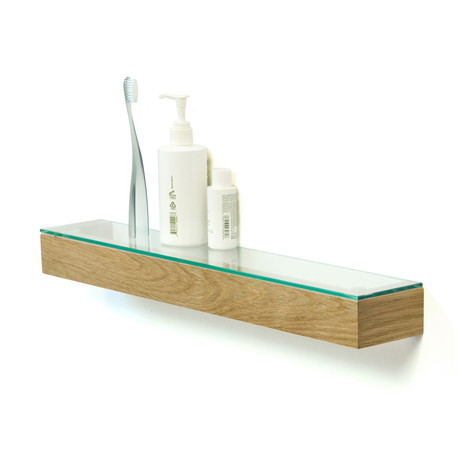 Slimline Glass Shelf // 55cm (Natural Oak)