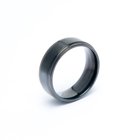 Black High Polish & Matte Finish Titanium Ring (Size 8)