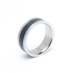 Brushed Finish Titanium Carbide Ring With Carbon Fiber Inlay (Size 10)