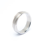 Brushed Finish Grooved Titanium Ring (Size 7)