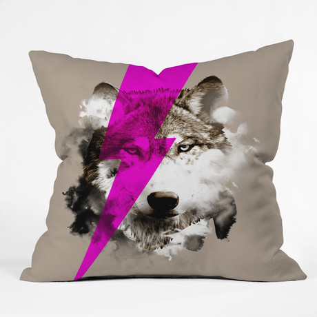 Wolf Rocks Throw Pillow (18" x 18")