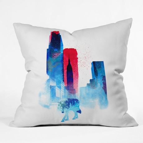 The Wolf Of The City // Throw Pillow (18" x 18")