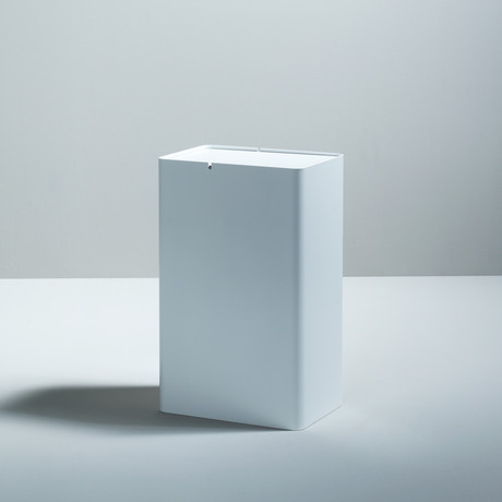 P-DREI Waste Bin // White Powdered Coat (Small, White Lid)