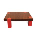 Single Slab Walnut and Lacquer Coffee Table