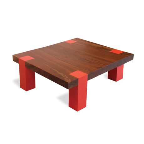 Single Slab Walnut and Lacquer Coffee Table