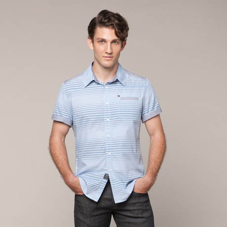 Button Up T-Shirt // Blue Fog (S)
