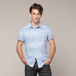 Button Up T-Shirt // Blue Fog (XL)