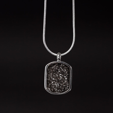Meteorite Necklace // Medium Rectangular (Silver)
