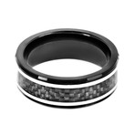 Crucible Blackplated Stainless Steel Carbon Fiber Inlay Ring (Size 8)