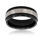 Plated Titanium Hammered Milgrain Ring (Size 8)