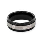 Plated Titanium Hammered Milgrain Ring (Size 8)