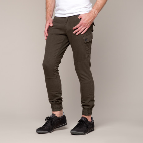 Jordan Slim Cargo Jogger // Olive Herringbone (28WX32L)