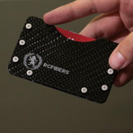 D16 Twill Carbon Fiber Wallet + Money Clip (Blue Bolts)