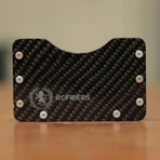 D16 Twill Carbon Fiber Wallet + Money Clip (Blue Bolts)