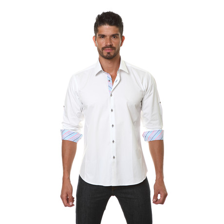 AVE Button-Up // White + Stripes (XS)