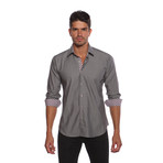 Long Sleeve Button Up Shirt // Grey + Gingham (2XL)