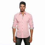 Long Sleeve Button Up Shirt // Pink + Gingham (XL)