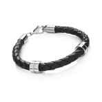 Braided Leather Bracelet // Lobster Catch (Black)