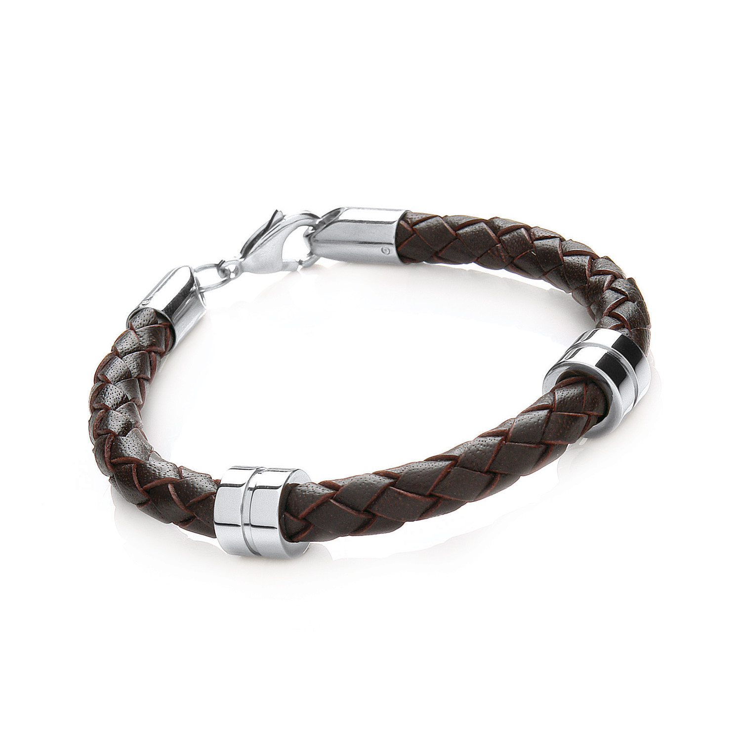 Braided Leather Bracelet // Lobster Catch (Black) - Tribal Steel ...