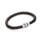 Braided Leather Bracelet // Magnetic Clasp (Black)