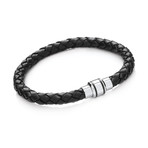 Braided Leather Bracelet // Magnetic Clasp (Black)