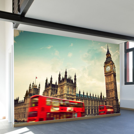 Big Ben and the Palace of Westminster Wall Mural Decal (100"L x 100"W)