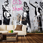 The Literal Old School Wall Mural Decal (100"L x 100"W)