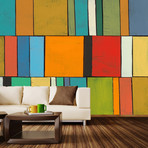 Vintage Mondrian Wall Mural Decal (100"L x 100"W)