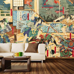 Vintage Japanese Battle Wall Mural Decal (100"L x 100"W)