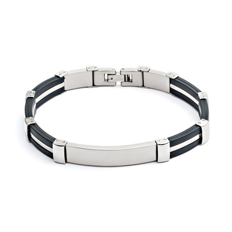 Stainless Steel Black ID Bracelet (Black)