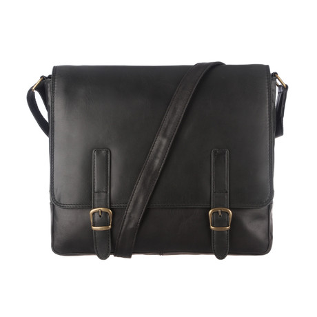 Postie Natural Veg-Tanned Leather Satchel // Raven