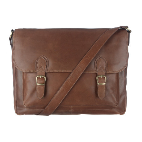 Baker Natural Veg-Tanned Leather Satchel // Conker Brown