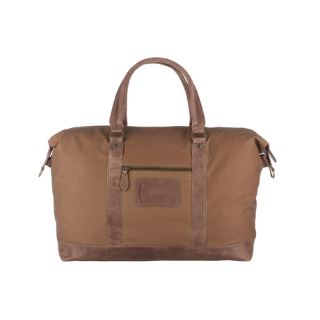 Monty Waxed Canvas + Earth Leather Holdall