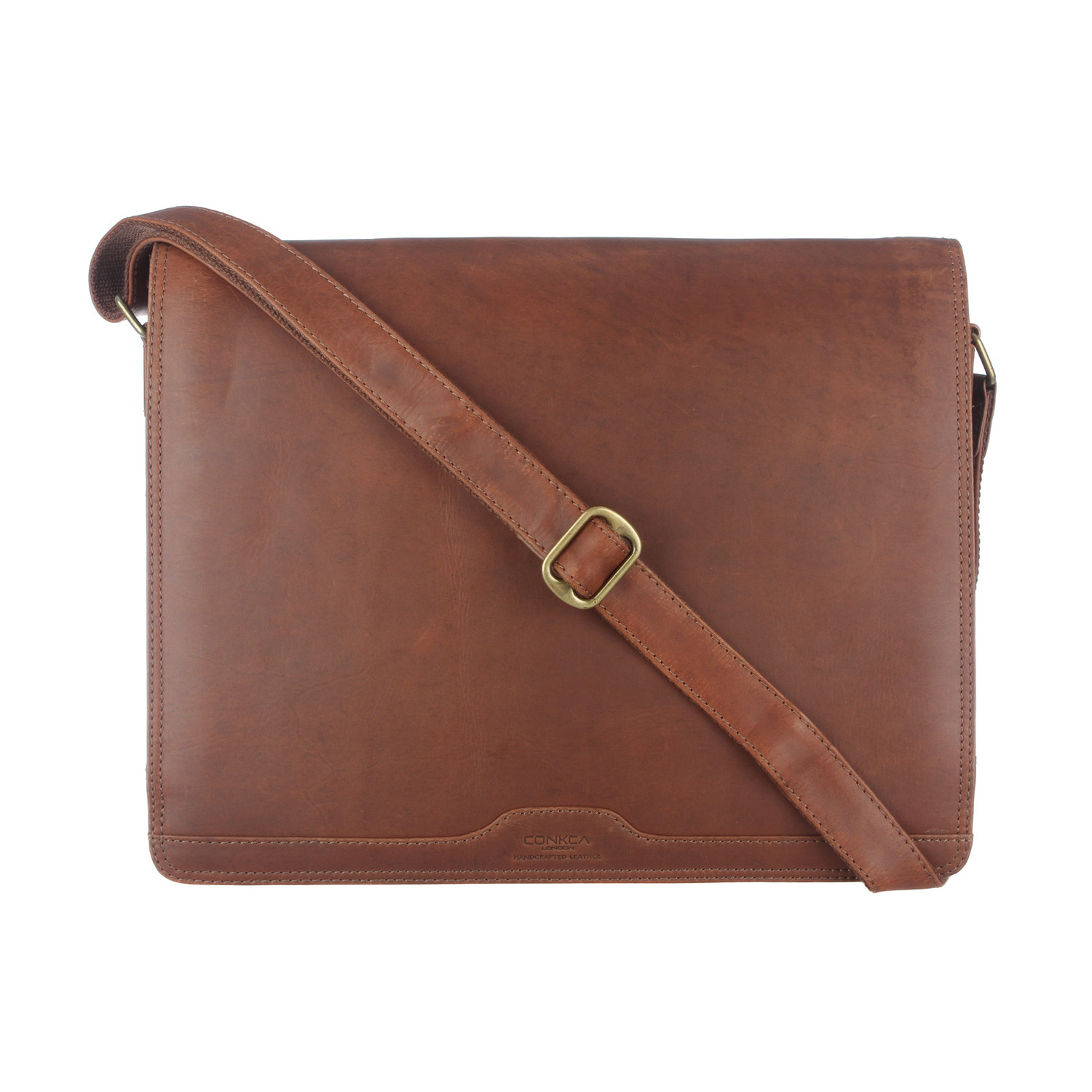 Darwin Natural Veg-Tanned Leather Messenger Bag // Conker Brown ...