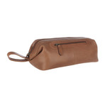 Wasdale Natural Veg-Tanned Leather Framed Wash Bag // Chestnut