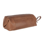 Wasdale Natural Veg-Tanned Leather Framed Wash Bag // Chestnut